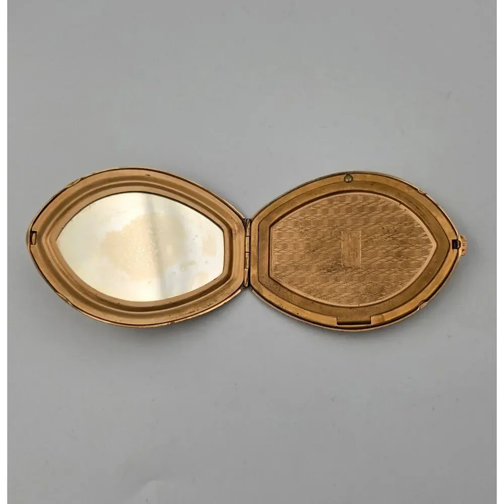 Elgin American Beauty Teardrop-Shaped Powder Compact with Mirror from 40s or 50s